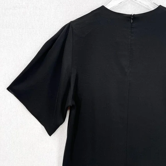 FILIPPA K Short Sleeve Satin Top Womens Small Black Round Neck Minimalist - Picture 7 of 15